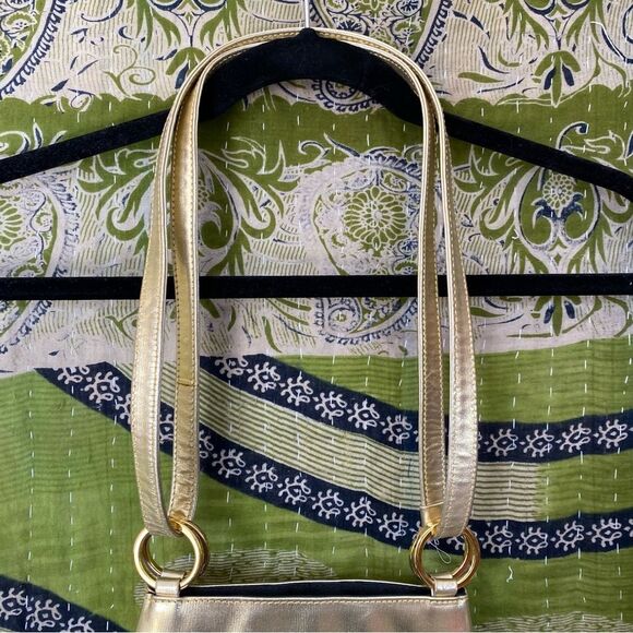 Vintage 80's Paloma Picasso Gold Leather Crossbody Purse One Size - Picture 3 of 13